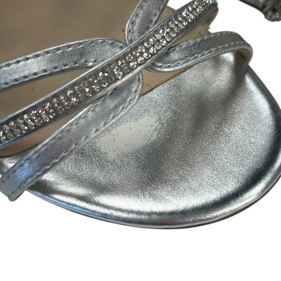 Maripe Silver Rhinestone Strappy Jane Open Toe Wedge Dress Sandals Womens 8.5 - Picture 7 of 7